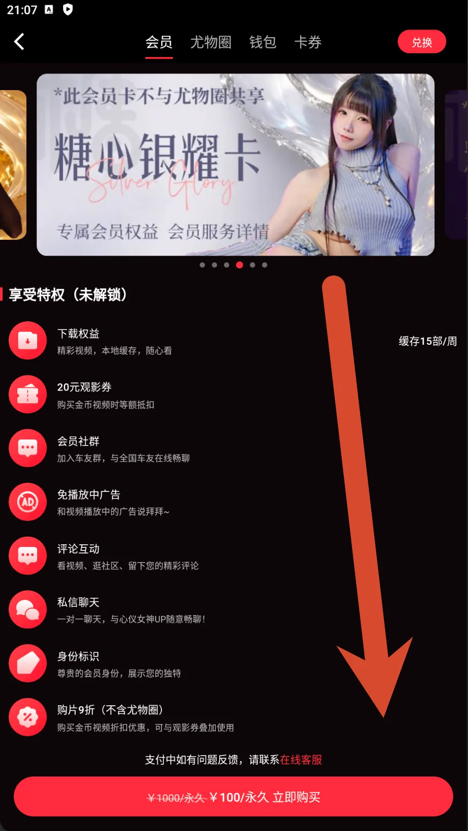 糖心银耀卡权益和100元永久价格截图